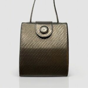 Vintage Ande Metallic Woven Purse – 1960s/70s Evening Handbag, Bronze Crossbody